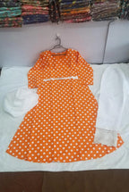 Orange Printed Arabic Lawn 3Pcs Maxi Set