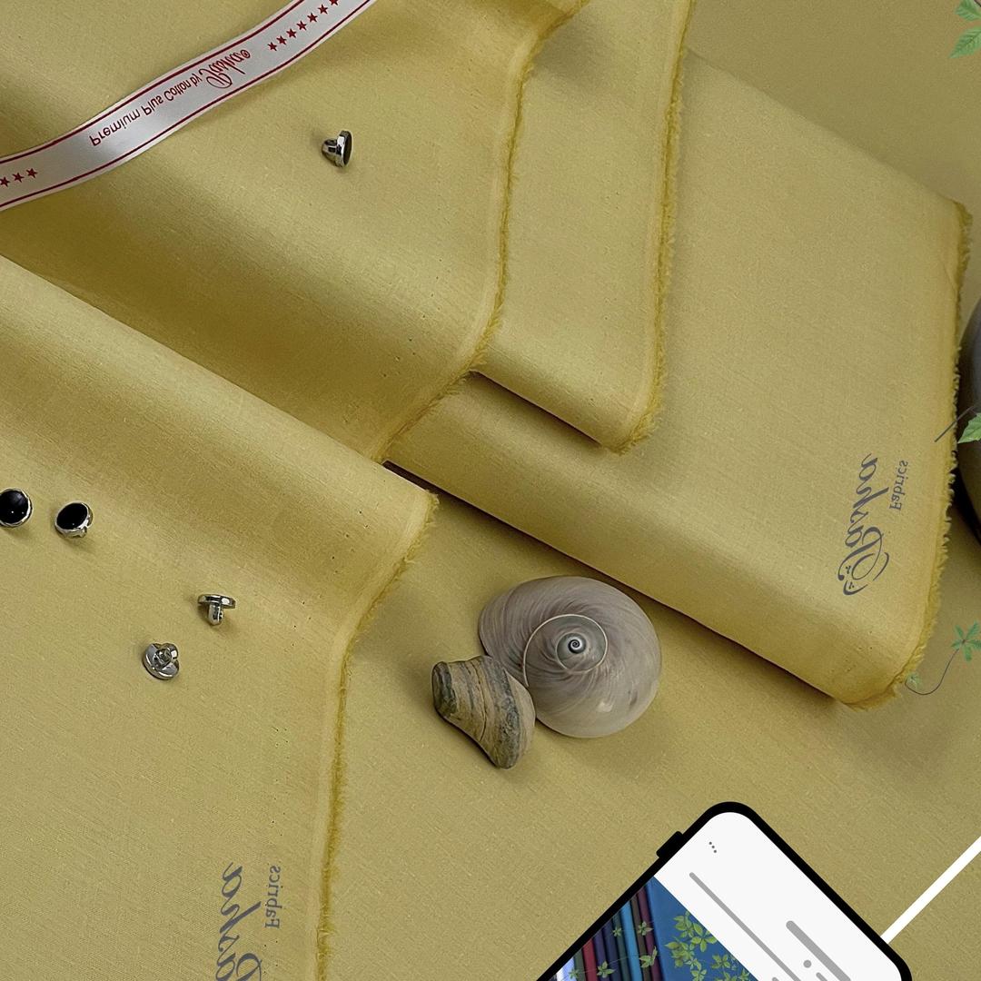 Men Cotton Plain Yellow Suit 100% Cotton Summer Wear