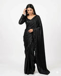 Black Sequin Border Saree with Blouse Set