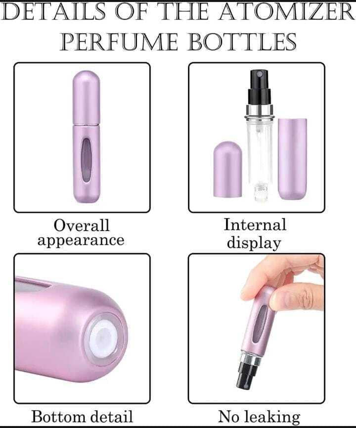 Refillable Mini Perfume Atomizer Bottle 5ml Random Color Pack of 3