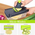 Vegetable Chopper with 10 Blades ABS Plastic Green Black