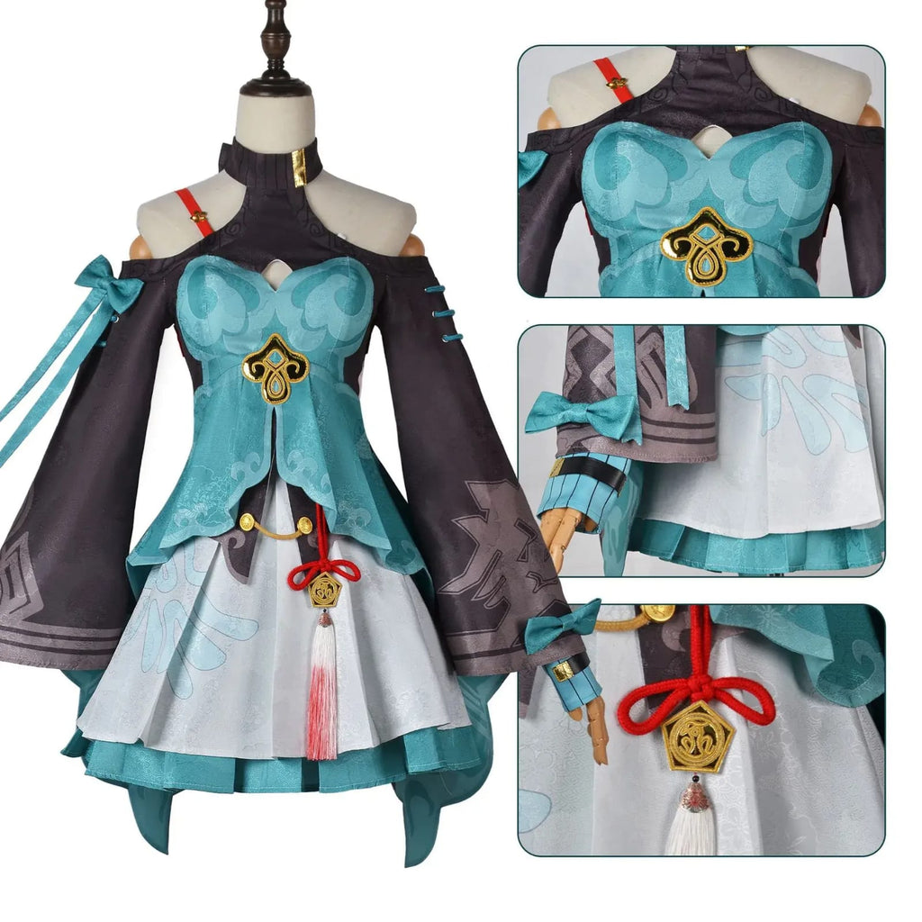 Honkai: Star Rail Qingque Cosplay Costume Outfit &amp; Wig Set
