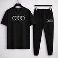 Audi Logo Track Suit Black Slim Fit 2-Piece Set for Men