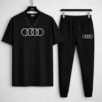 Audi Logo Track Suit Black Slim Fit 2-Piece Set for Men