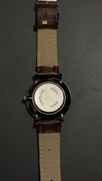Men's Chronograph Watch Brown Leather Strap Stainless Steel