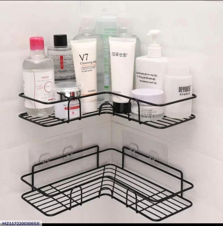 Stainless Steel Corner Bathroom Shelf Black