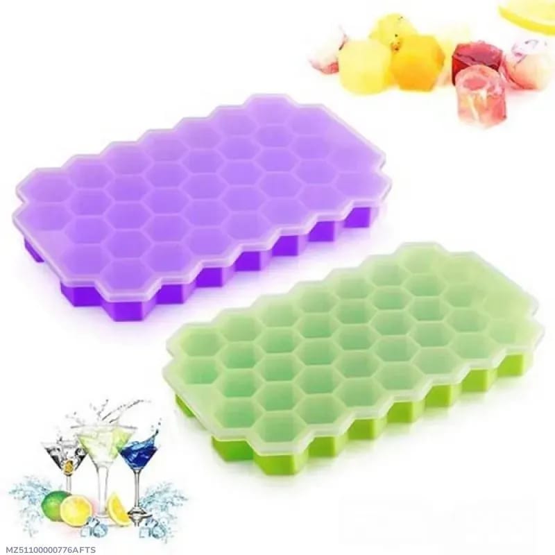 Silicone Ice Cube Tray Set of 2 Multicolor Collapsible Containers