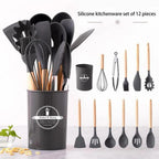 Silicone Kitchen Set 12 Pcs Whisk Ladle Brush Set