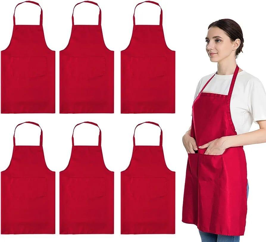 Pack of 6 Red Parachute Aprons for Kitchen Use