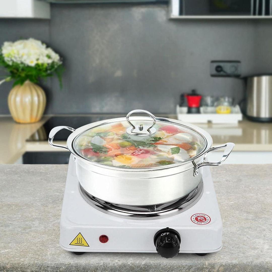 Portable Electric Stove White Stainless Steel Pot