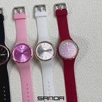 Sanda White Quartz Watch with Double Calendar & Waterproof