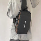 Travel Crossbody Bag Black Brown Waterproof Oxford