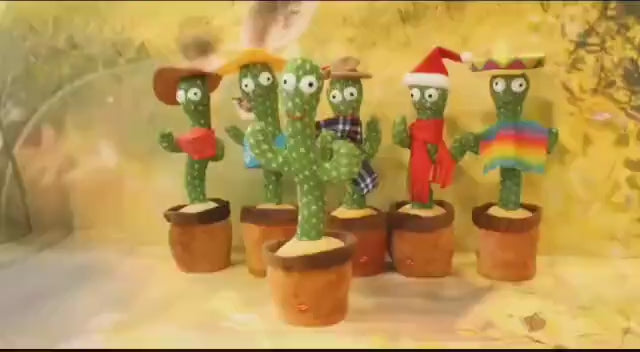 ancing Cactus Plush Toy Green LED Music for Kids 1-10