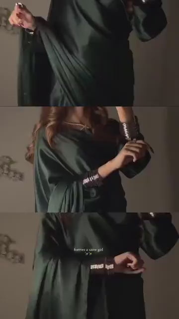 Green Shamoz Silk Saree Set for Weddings Parties