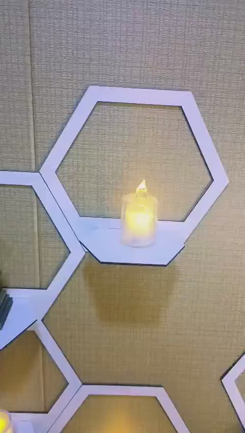 Modern Hexagon Wall Shelves White Floating Decor