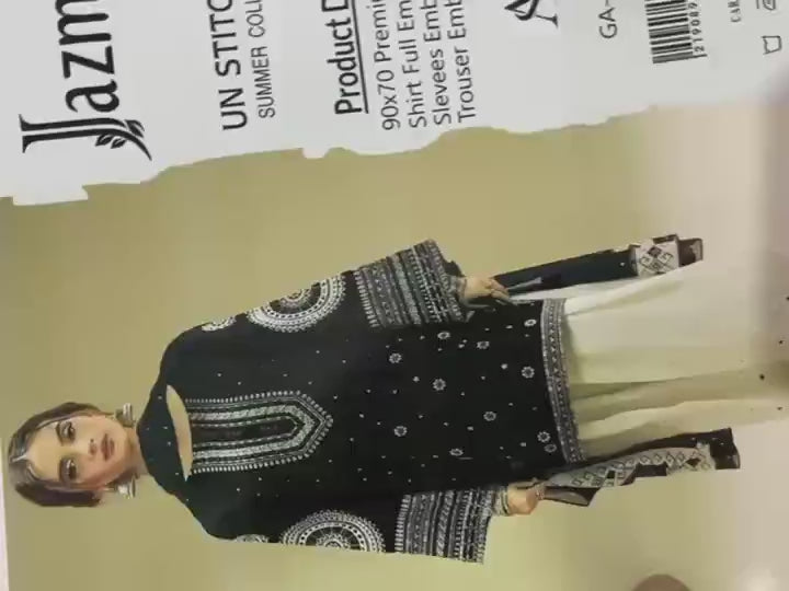 3 Pcs Women's Unstitched Embroidered Suit